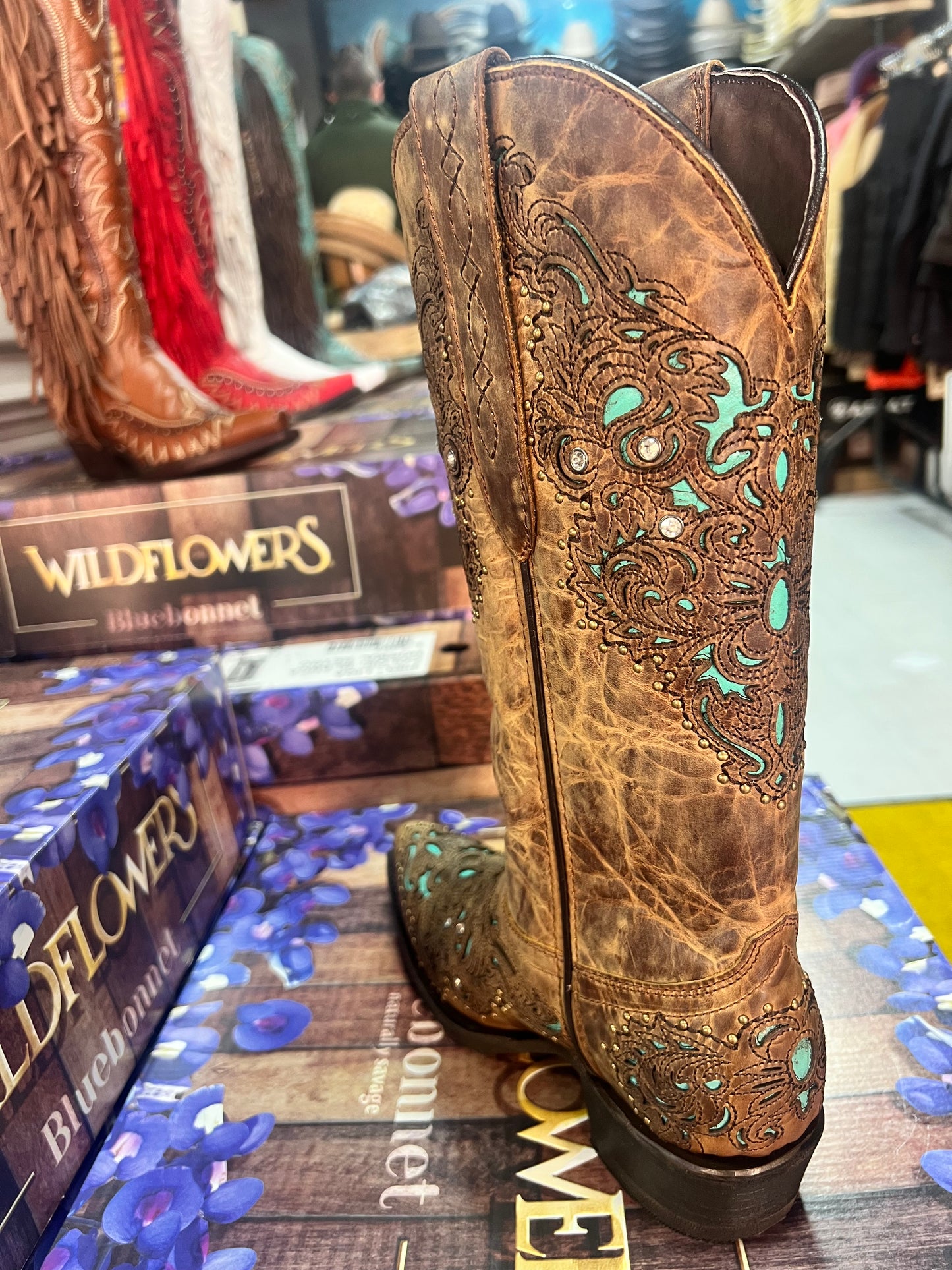 Turquoise Diamanté Miel Cowboy Boots