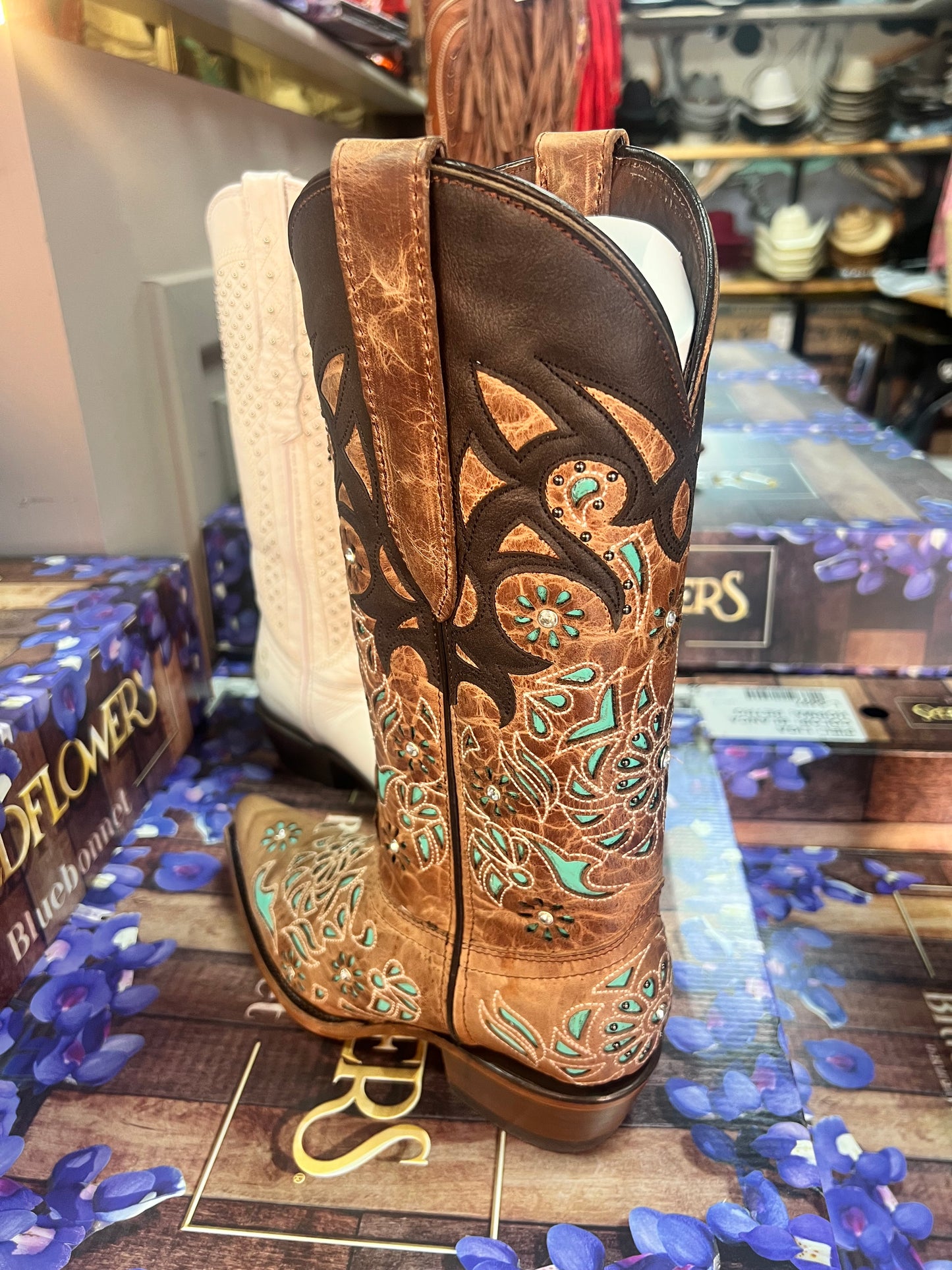 Turquoise Diamanté Orix Cowboy Boots