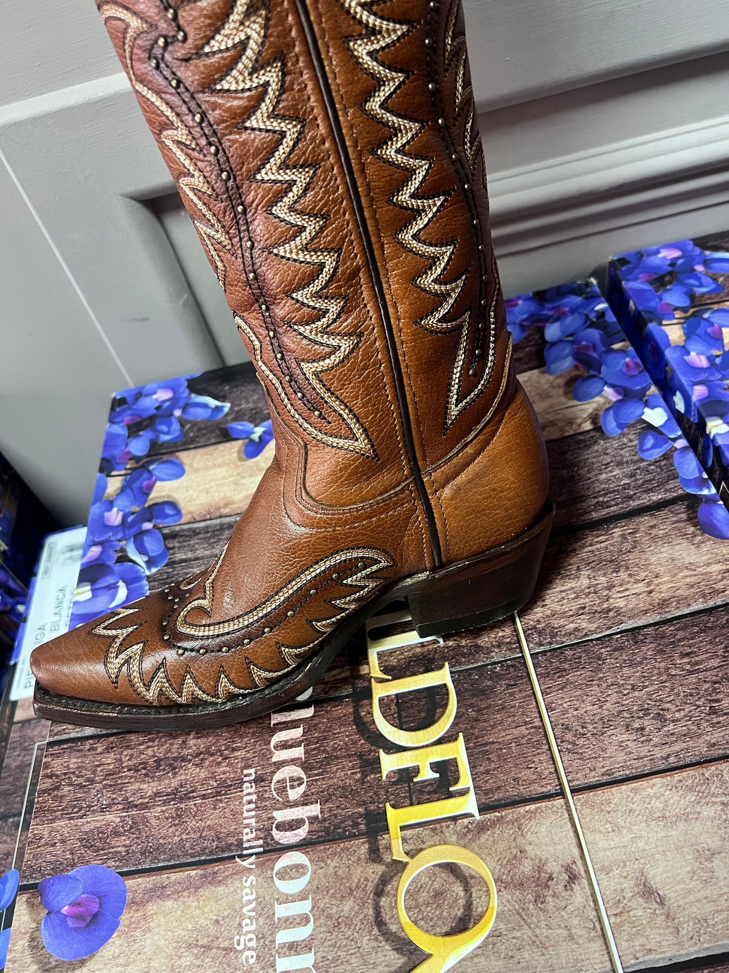Tan Buffalino Tall Cowboy Boots