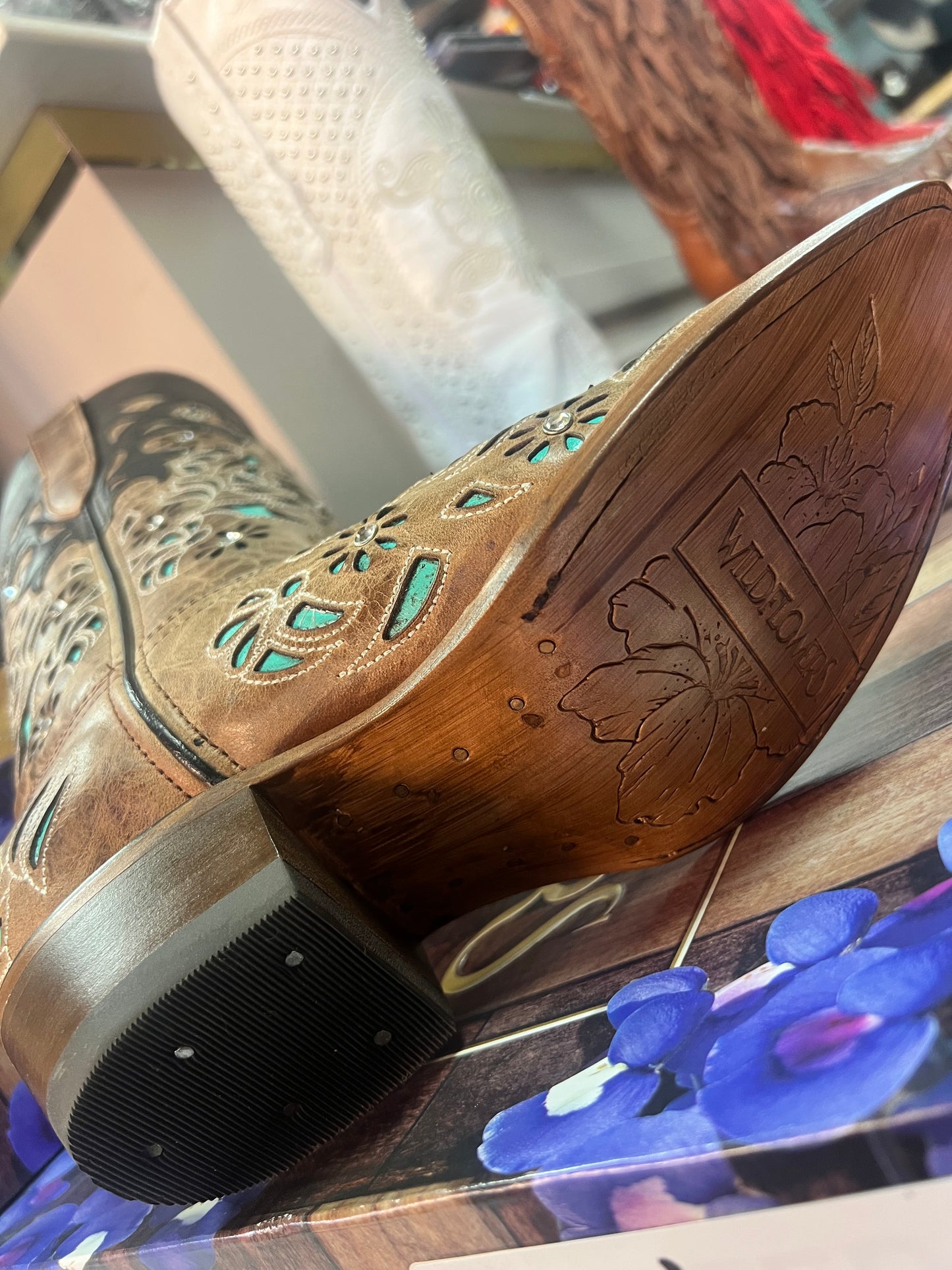 Turquoise Diamanté Orix Cowboy Boots