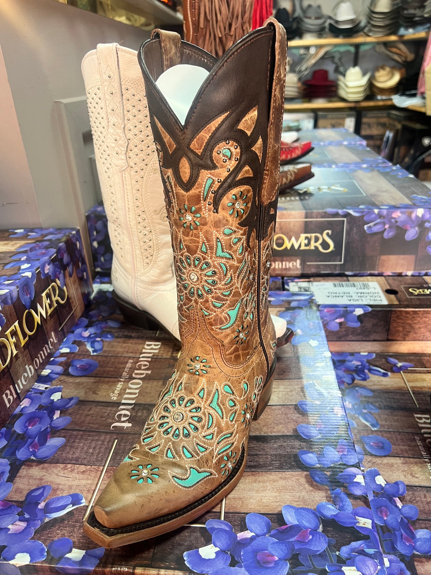Turquoise Diamanté Orix Cowboy Boots