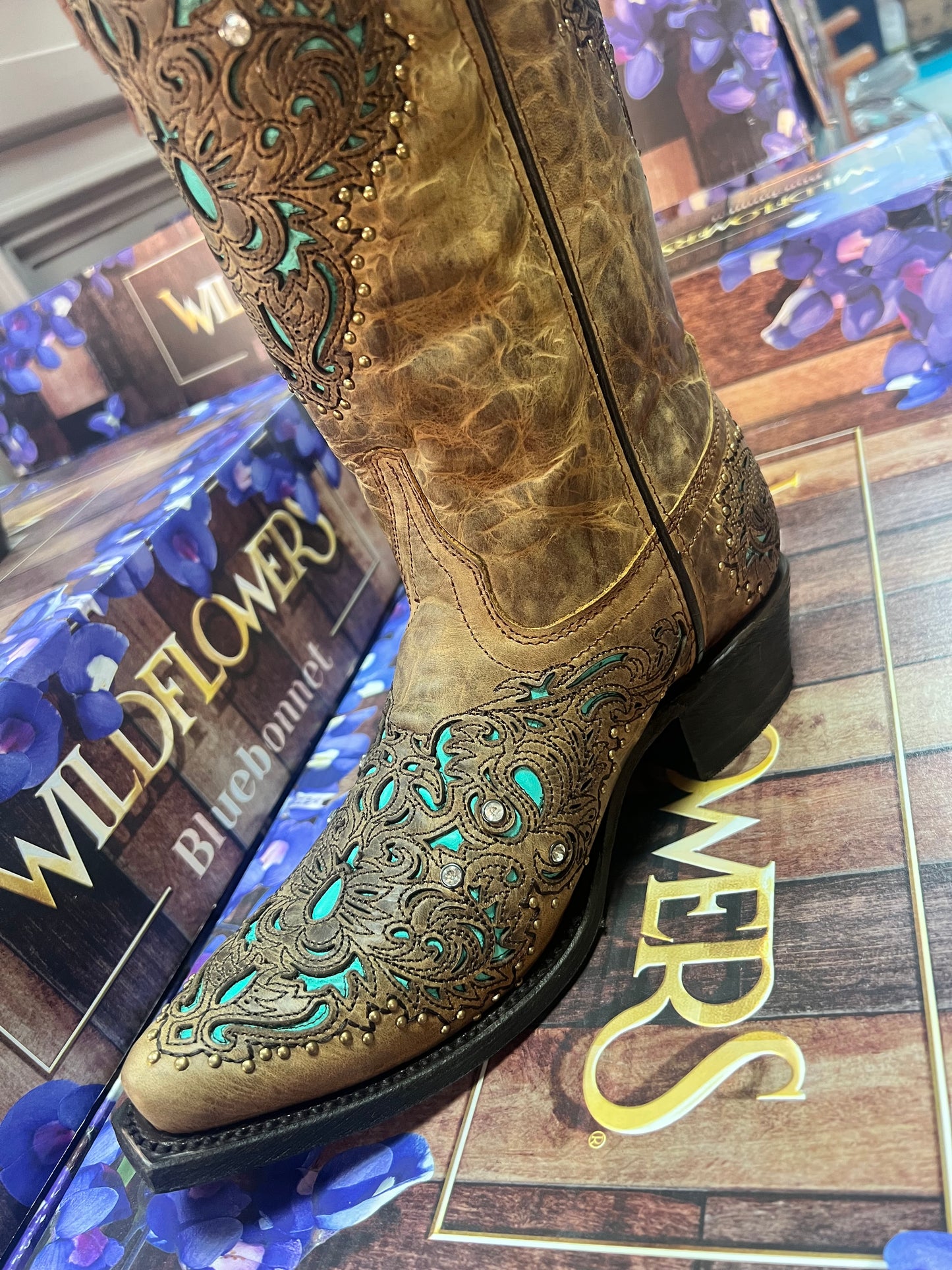 Turquoise Diamanté Miel Cowboy Boots