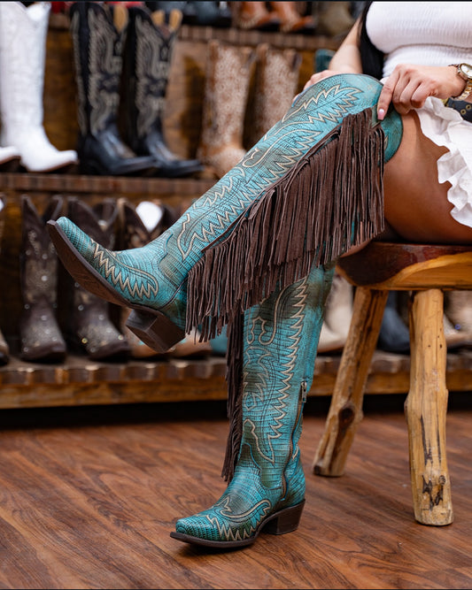 Lizard Turquesa Cowboy Boots