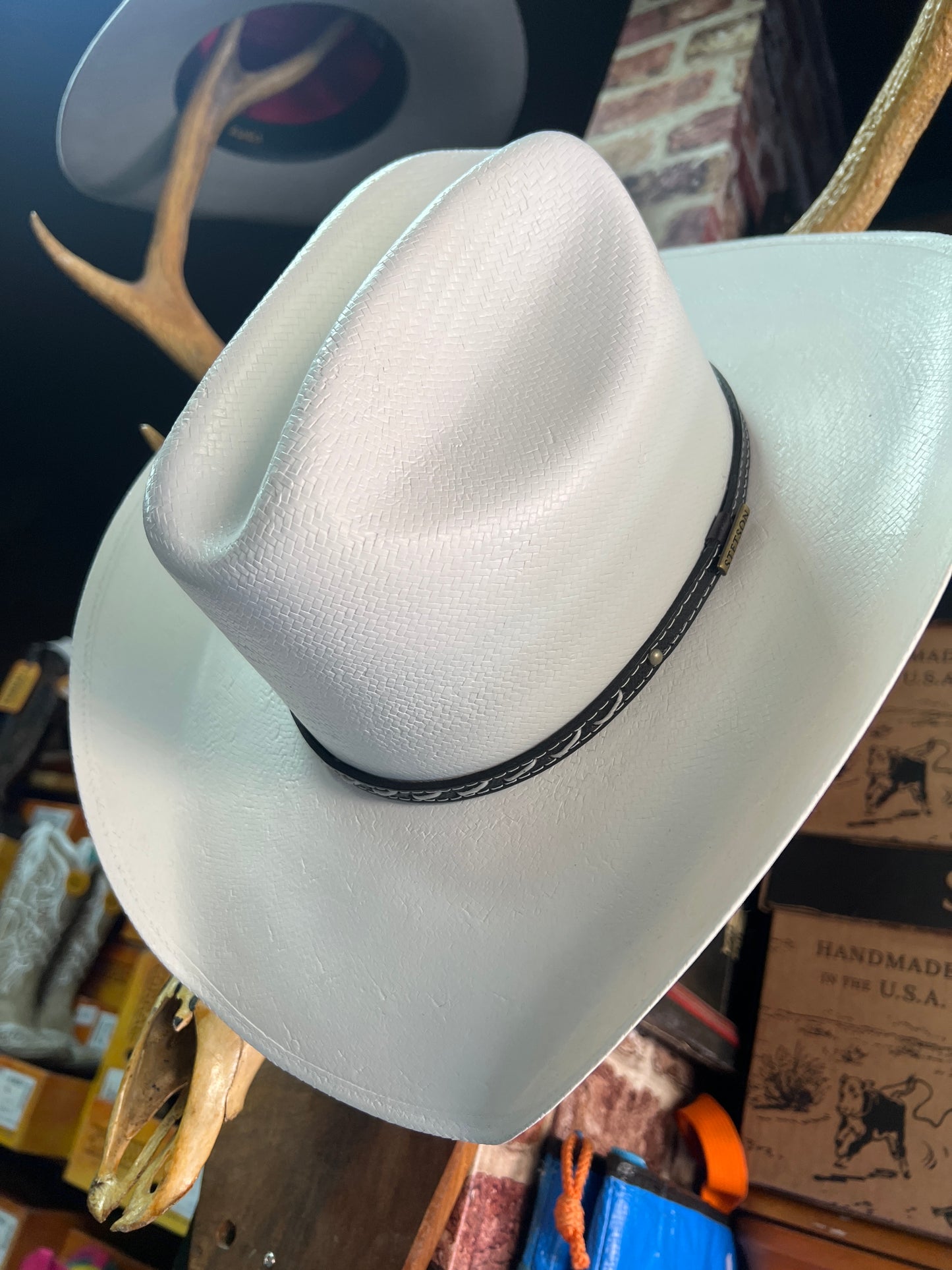 White Stetson cowboy hat