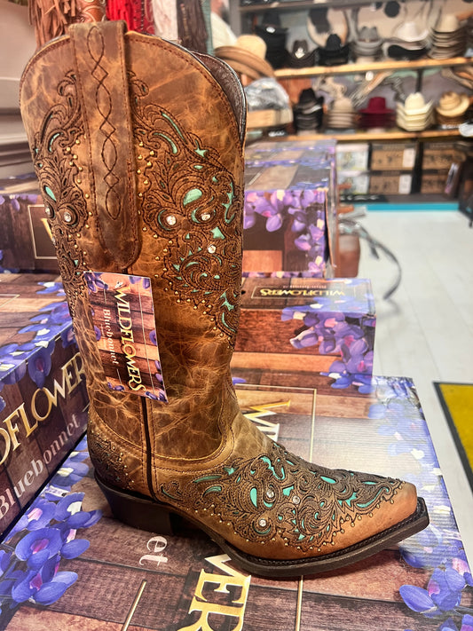 Turquoise Diamanté Miel Cowboy Boots