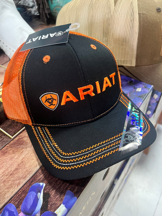 Black / Orange Ariat Cap
