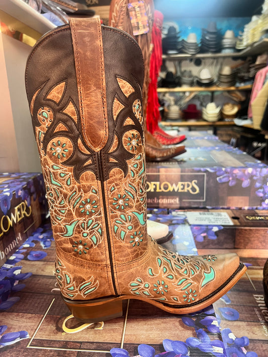Turquoise Diamanté Orix Cowboy Boots